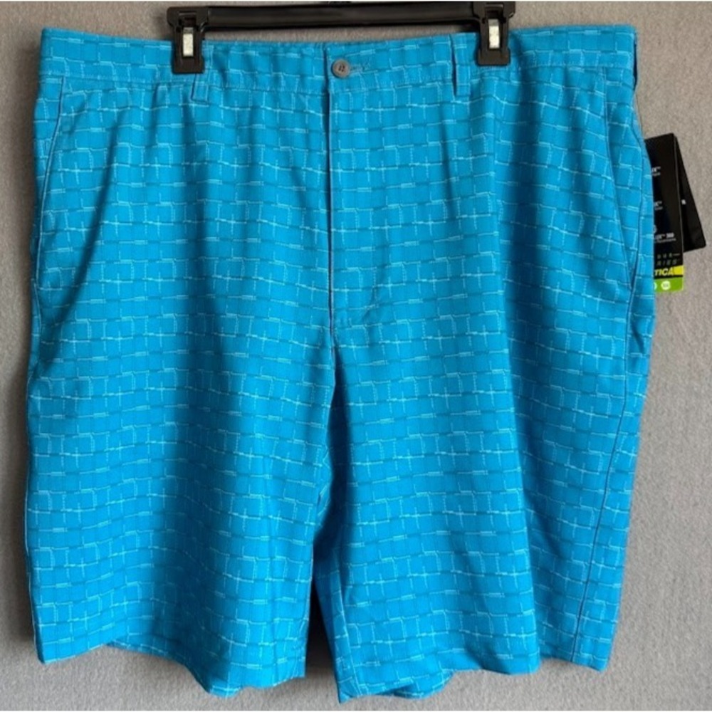 PGA Tour Pro Series Golf Shorts Men 40 Blue Plaid Stretch Sun Protection Comfort